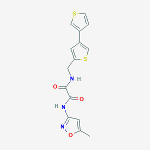 molecular formula C15H13N3O3S2 B2415700 N'-(5-Methyl-1,2-oxazol-3-yl)-N-[(4-thiophen-3-ylthiophen-2-yl)methyl]oxamide CAS No. 2380057-16-7