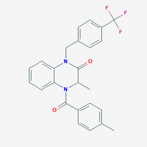 molecular formula C25H21F3N2O2 B2415711 3-甲基-4-(4-甲基苯甲酰)-1-[[4-(三氟甲基)苯基]甲基]-3H-喹喔啉-2-酮 CAS No. 1024594-82-8