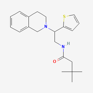 molecular formula C21H28N2OS B2415715 N-(2-(3,4-dihydroisoquinolin-2(1H)-yl)-2-(thiophen-2-yl)ethyl)-3,3-dimethylbutanamide CAS No. 898452-52-3