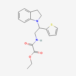 molecular formula C18H20N2O3S B2415725 Ethyl 2-((2-(indolin-1-yl)-2-(thiophen-2-yl)ethyl)amino)-2-oxoacetate CAS No. 1206993-58-9