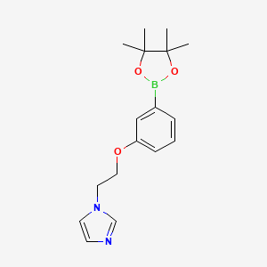 molecular formula C17H23BN2O3 B2415733 1-[2-[3-(4,4,5,5-Tetramethyl-1,3,2-dioxaborolan-2-yl)phenoxy]ethyl]imidazole CAS No. 2246800-86-0