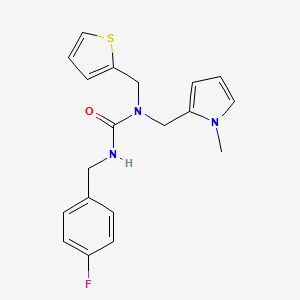 molecular formula C19H20FN3OS B2415741 3-(4-fluorobenzyl)-1-((1-methyl-1H-pyrrol-2-yl)methyl)-1-(thiophen-2-ylmethyl)urea CAS No. 1251706-18-9