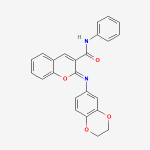 molecular formula C24H18N2O4 B2415743 (2Z)-2-(2,3-dihydro-1,4-benzodioxin-6-ylimino)-N-phenyl-2H-chromene-3-carboxamide CAS No. 1327180-14-2