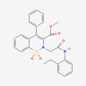 molecular formula C26H24N2O5S B2415744 methyl 2-{2-[(2-ethylphenyl)amino]-2-oxoethyl}-4-phenyl-2H-1,2-benzothiazine-3-carboxylate 1,1-dioxide CAS No. 1114657-97-4