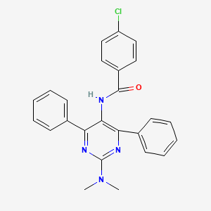 molecular formula C25H21ClN4O B2415750 4-chloro-N-[2-(dimethylamino)-4,6-diphenyl-5-pyrimidinyl]benzenecarboxamide CAS No. 443315-37-5