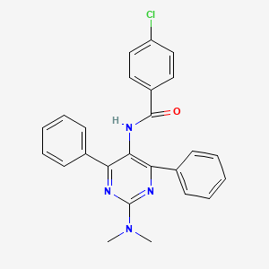 molecular formula C25H21ClN4O B2415750 4-chloro-N-[2-(dimethylamino)-4,6-diphenylpyrimidin-5-yl]benzamide CAS No. 443315-37-5