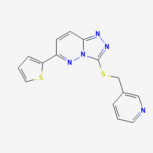 molecular formula C15H11N5S2 B2415751 3-((Pyridin-3-ylmethyl)thio)-6-(thiophen-2-yl)-[1,2,4]triazolo[4,3-b]pyridazine CAS No. 894050-19-2