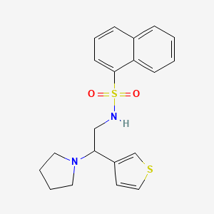 molecular formula C20H22N2O2S2 B2415758 N-(2-(pyrrolidin-1-yl)-2-(thiophen-3-yl)ethyl)naphthalene-1-sulfonamide CAS No. 946221-83-6