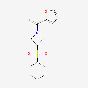 molecular formula C14H19NO4S B2415787 (3-(Cyclohexylsulfonyl)azetidin-1-yl)(furan-2-yl)methanone CAS No. 1448133-06-9