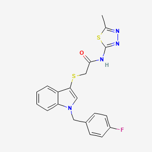 2-[1-[(4-fluorophenyl)methyl]indol-3-yl]sulfanyl-N-(5-methyl-1,3,4-thiadiazol-2-yl)acetamide
