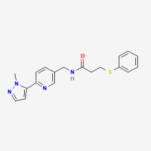 molecular formula C19H20N4OS B2415816 N-((6-(1-methyl-1H-pyrazol-5-yl)pyridin-3-yl)methyl)-3-(phenylthio)propanamide CAS No. 2034568-62-0