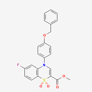 molecular formula C23H18FNO5S B2415820 methyl 4-[4-(benzyloxy)phenyl]-6-fluoro-4H-1,4-benzothiazine-2-carboxylate 1,1-dioxide CAS No. 1291831-94-1