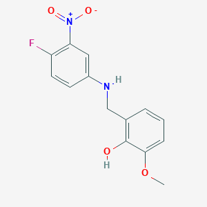 molecular formula C14H13FN2O4 B2415825 2-[(4-Fluoro-3-nitroanilino)methyl]-6-methoxybenzenol CAS No. 306730-34-7