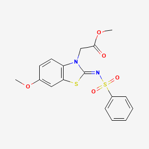 molecular formula C17H16N2O5S2 B2415831 (Z)-methyl 2-(6-methoxy-2-((phenylsulfonyl)imino)benzo[d]thiazol-3(2H)-yl)acetate CAS No. 955219-29-1