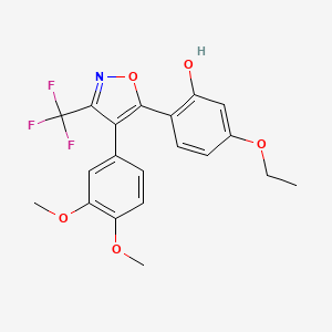 B2415855 2-[4-(3,4-Dimethoxyphenyl)-3-(trifluoromethyl)-1,2-oxazol-5-yl]-5-ethoxyphenol CAS No. 903586-90-3