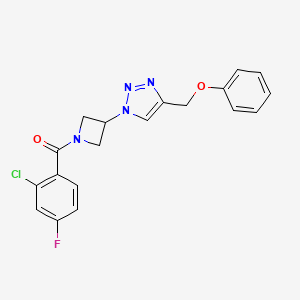 B2415856 (2-chloro-4-fluorophenyl)(3-(4-(phenoxymethyl)-1H-1,2,3-triazol-1-yl)azetidin-1-yl)methanone CAS No. 2034401-73-3