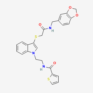 N-(2-(3-((2-((benzo[d][1,3]dioxol-5-ylmethyl)amino)-2-oxoethyl)thio)-1H-indol-1-yl)ethyl)thiophene-2-carboxamide