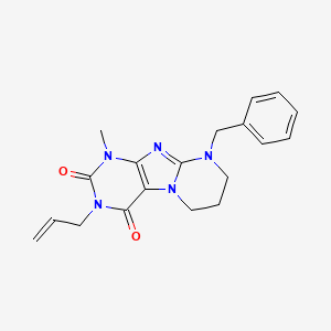 molecular formula C19H21N5O2 B2415881 9-benzyl-1-methyl-3-prop-2-enyl-7,8-dihydro-6H-purino[7,8-a]pyrimidine-2,4-dione CAS No. 873076-97-2