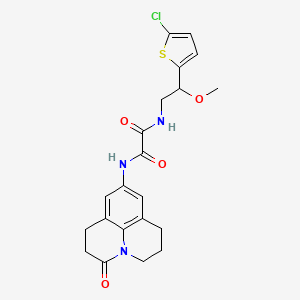 molecular formula C21H22ClN3O4S B2415885 N1-(2-(5-chlorothiophen-2-yl)-2-methoxyethyl)-N2-(3-oxo-1,2,3,5,6,7-hexahydropyrido[3,2,1-ij]quinolin-9-yl)oxalamide CAS No. 2034258-45-0