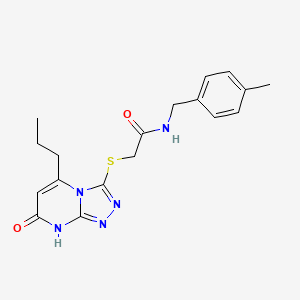 molecular formula C18H21N5O2S B2415887 N-(4-methylbenzyl)-2-((7-oxo-5-propyl-7,8-dihydro-[1,2,4]triazolo[4,3-a]pyrimidin-3-yl)thio)acetamide CAS No. 895005-48-8