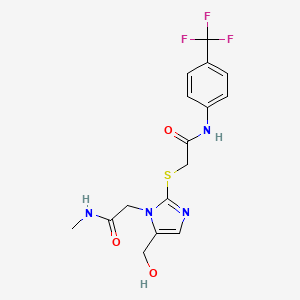 molecular formula C16H17F3N4O3S B2415890 2-((5-(hydroxymethyl)-1-(2-(methylamino)-2-oxoethyl)-1H-imidazol-2-yl)thio)-N-(4-(trifluoromethyl)phenyl)acetamide CAS No. 921865-81-8