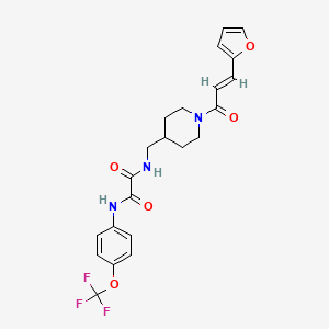molecular formula C22H22F3N3O5 B2415891 (E)-N1-((1-(3-(furan-2-yl)acryloyl)piperidin-4-yl)methyl)-N2-(4-(trifluoromethoxy)phenyl)oxalamide CAS No. 1235679-98-7