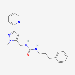 molecular formula C20H23N5O B2415901 1-[(2-Methyl-5-pyridin-2-ylpyrazol-3-yl)methyl]-3-(3-phenylpropyl)urea CAS No. 2310142-68-6