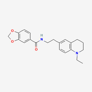 molecular formula C21H24N2O3 B2415902 N-(2-(1-ethyl-1,2,3,4-tetrahydroquinolin-6-yl)ethyl)benzo[d][1,3]dioxole-5-carboxamide CAS No. 955792-29-7
