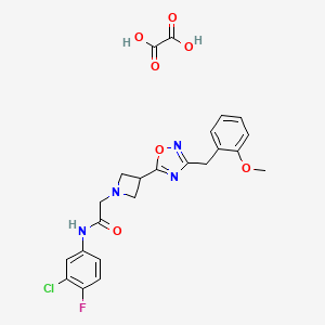 molecular formula C23H22ClFN4O7 B2415904 N-(3-chloro-4-fluorophenyl)-2-(3-(3-(2-methoxybenzyl)-1,2,4-oxadiazol-5-yl)azetidin-1-yl)acetamide oxalate CAS No. 1396803-08-9