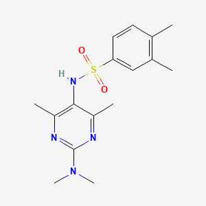 molecular formula C16H22N4O2S B2415906 N-(2-(二甲基氨基)-4,6-二甲基嘧啶-5-基)-3,4-二甲基苯磺酰胺 CAS No. 1448054-82-7