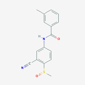 molecular formula C16H14N2O2S B2415908 N-(3-Cyano-4-(methylsulfinyl)phenyl)-3-methylbenzenecarboxamide CAS No. 320421-56-5