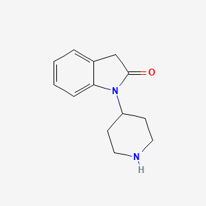 molecular formula C13H16N2O B2415914 1,3-Dihydro-1-(piperidin-4-yl)(2h)indol-2-one CAS No. 16223-25-9; 39512-59-9; 90536-91-7