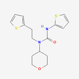 molecular formula C16H20N2O2S2 B2415923 1-(tetrahydro-2H-pyran-4-yl)-3-(thiophen-2-yl)-1-(2-(thiophen-2-yl)ethyl)urea CAS No. 1797140-50-1