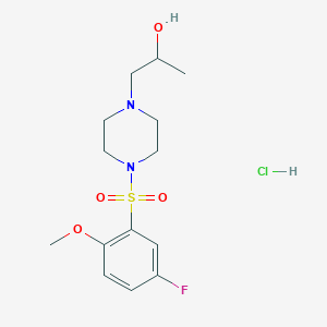 molecular formula C14H22ClFN2O4S B2415924 1-(4-((5-Fluoro-2-methoxyphenyl)sulfonyl)piperazin-1-yl)propan-2-ol hydrochloride CAS No. 1396870-35-1