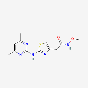 molecular formula C12H15N5O2S B2415932 2-(2-((4,6-dimethylpyrimidin-2-yl)amino)thiazol-4-yl)-N-methoxyacetamide CAS No. 1226458-59-8