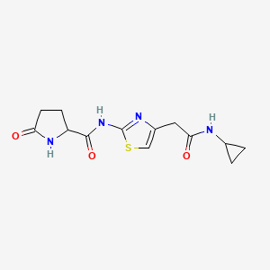 molecular formula C13H16N4O3S B2415936 N-(4-(2-(cyclopropylamino)-2-oxoethyl)thiazol-2-yl)-5-oxopyrrolidine-2-carboxamide CAS No. 1048678-74-5