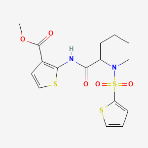 molecular formula C16H18N2O5S3 B2415946 2-(1-(噻吩-2-磺酰基)哌啶-2-甲酰胺基)噻吩-3-甲酸甲酯 CAS No. 1097193-10-6