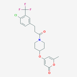 4-((1-(3-(4-chloro-3-(trifluoromethyl)phenyl)propanoyl)piperidin-4-yl)oxy)-6-methyl-2H-pyran-2-one