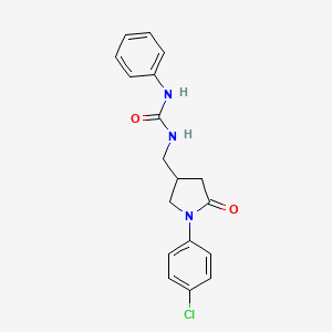 B2415964 1-((1-(4-Chlorophenyl)-5-oxopyrrolidin-3-yl)methyl)-3-phenylurea CAS No. 954588-07-9
