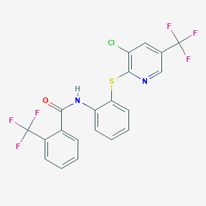 molecular formula C20H11ClF6N2OS B2415967 N-[2-[3-氯-5-(三氟甲基)吡啶-2-基]硫代苯基]-2-(三氟甲基)苯甲酰胺 CAS No. 338420-77-2