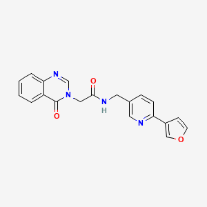 molecular formula C20H16N4O3 B2415968 N-((6-(呋喃-3-基)吡啶-3-基)甲基)-2-(4-氧代喹唑啉-3(4H)-基)乙酰胺 CAS No. 2034310-66-0