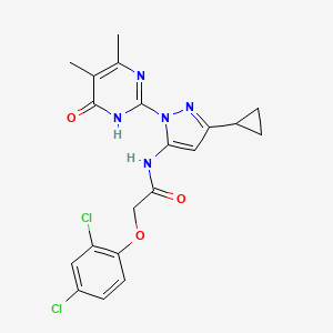 molecular formula C20H19Cl2N5O3 B2415971 N-(3-环丙基-1-(4,5-二甲基-6-氧代-1,6-二氢嘧啶-2-基)-1H-吡唑-5-基)-2-(2,4-二氯苯氧基)乙酰胺 CAS No. 1203198-74-6