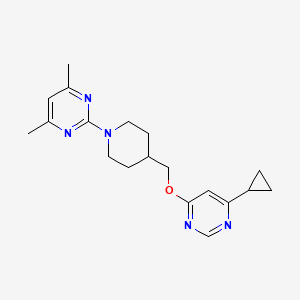 molecular formula C19H25N5O B2415977 2-(4-(((6-环丙基嘧啶-4-基)氧基)甲基)哌啶-1-基)-4,6-二甲基嘧啶 CAS No. 2320379-04-0