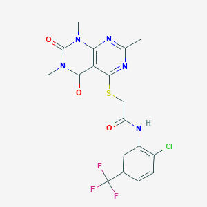 molecular formula C18H15ClF3N5O3S B2415983 N-(2-氯-5-(三氟甲基)苯基)-2-((2,6,8-三甲基-5,7-二氧代-5,6,7,8-四氢嘧啶并[4,5-d]嘧啶-4-基)硫代)乙酰胺 CAS No. 852168-31-1