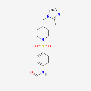 molecular formula C18H24N4O3S B2415989 N-(4-((4-((2-甲基-1H-咪唑-1-基)甲基)哌啶-1-基)磺酰)苯基)乙酰胺 CAS No. 1396873-85-0