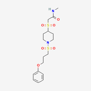 molecular formula C17H26N2O6S2 B2415993 N-methyl-2-((1-((3-phenoxypropyl)sulfonyl)piperidin-4-yl)sulfonyl)acetamide CAS No. 1797688-61-9