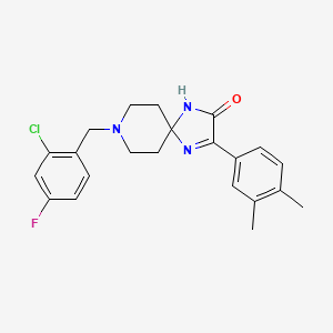 molecular formula C22H23ClFN3O B2416025 8-(2-Chloro-4-fluorobenzyl)-3-(3,4-dimethylphenyl)-1,4,8-triazaspiro[4.5]dec-3-en-2-one CAS No. 1215838-42-8