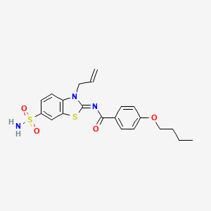 molecular formula C21H23N3O4S2 B2416028 (Z)-N-(3-allyl-6-sulfamoylbenzo[d]thiazol-2(3H)-ylidene)-4-butoxybenzamide CAS No. 865176-05-2