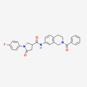 molecular formula C27H24FN3O3 B2416029 N-(2-苯甲酰-1,2,3,4-四氢异喹啉-7-基)-1-(4-氟苯基)-5-氧代吡咯烷-3-羧酰胺 CAS No. 1210770-21-0