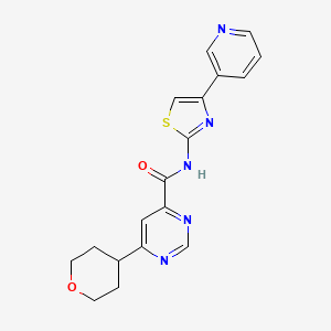 molecular formula C18H17N5O2S B2416035 6-(Oxan-4-yl)-N-(4-pyridin-3-yl-1,3-thiazol-2-yl)pyrimidine-4-carboxamide CAS No. 2415490-99-0